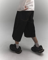 KOYOYU RAW DENIM SHORTS - BLACK
