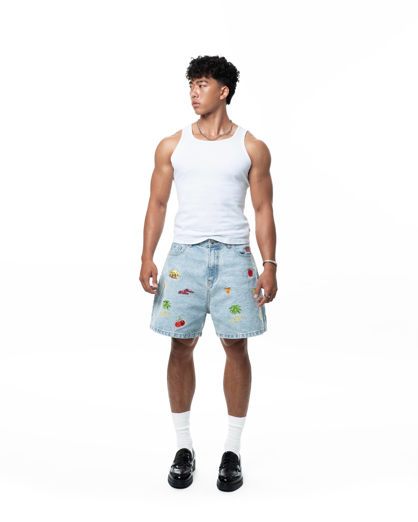 SSMA TROPICALISMO DENIM SHORTS - BLUE