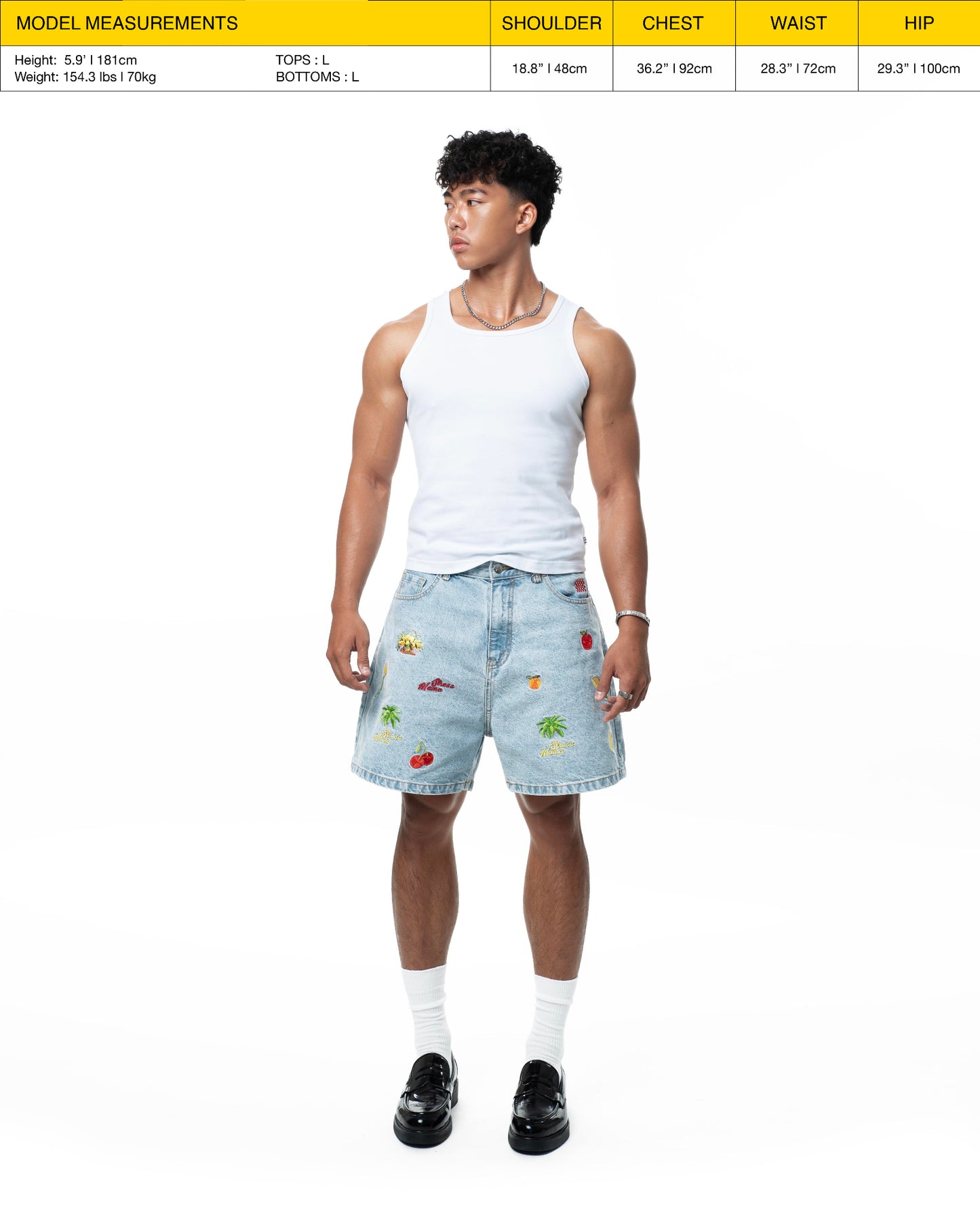 SSMA TROPICALISMO DENIM SHORTS - BLUE