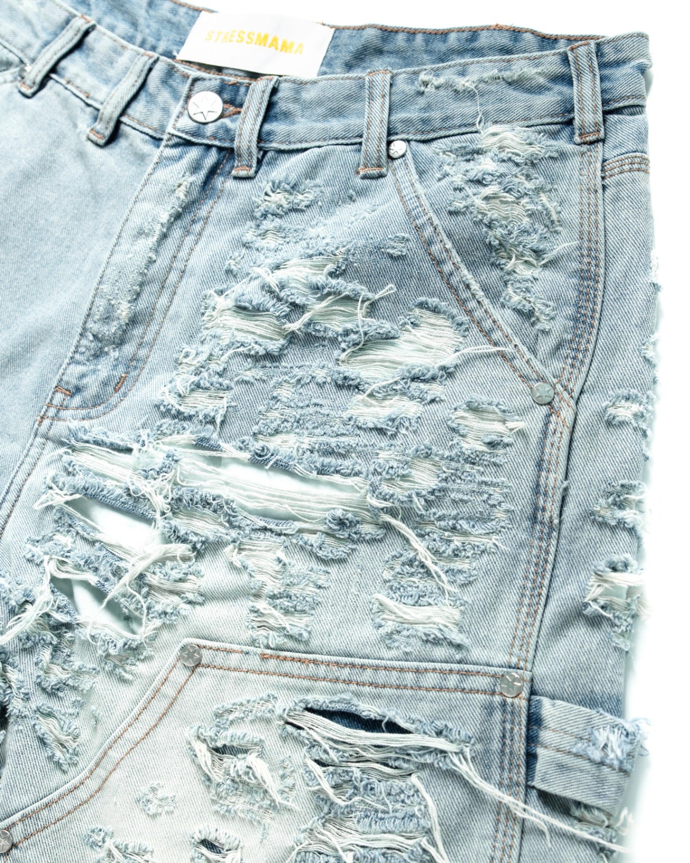 SSMA RIPPED DENIM SHORTS - BLUE