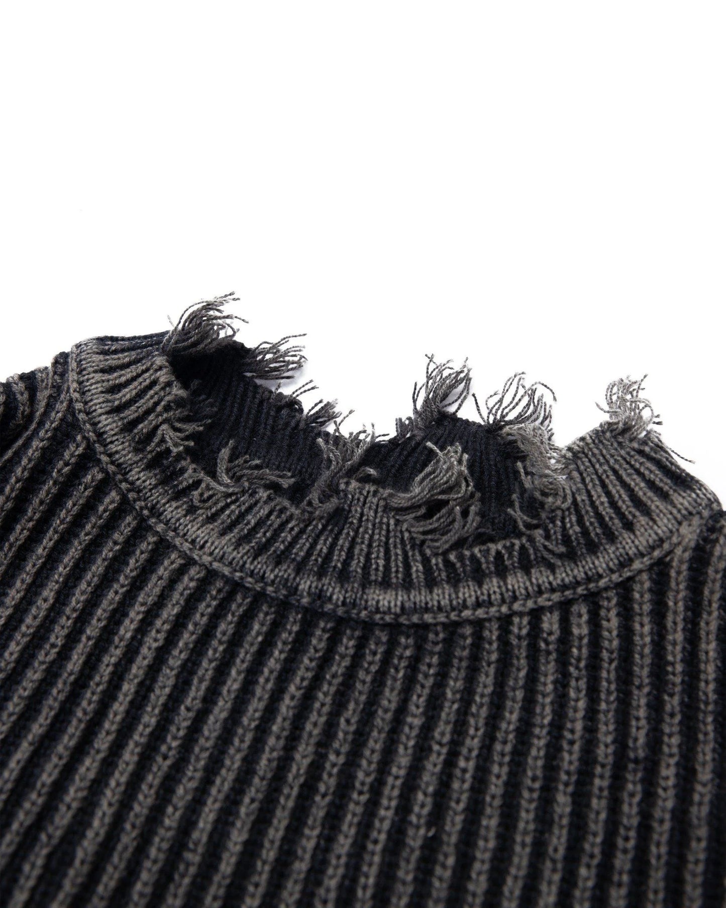 FATAL DISTRESSED RIB KNIT SWEATER