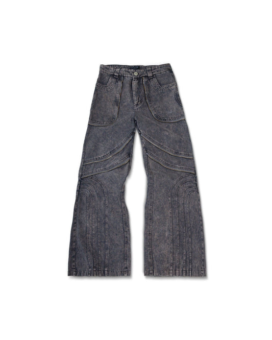 WAVE DIRT GREY DYED DENIM PANTS