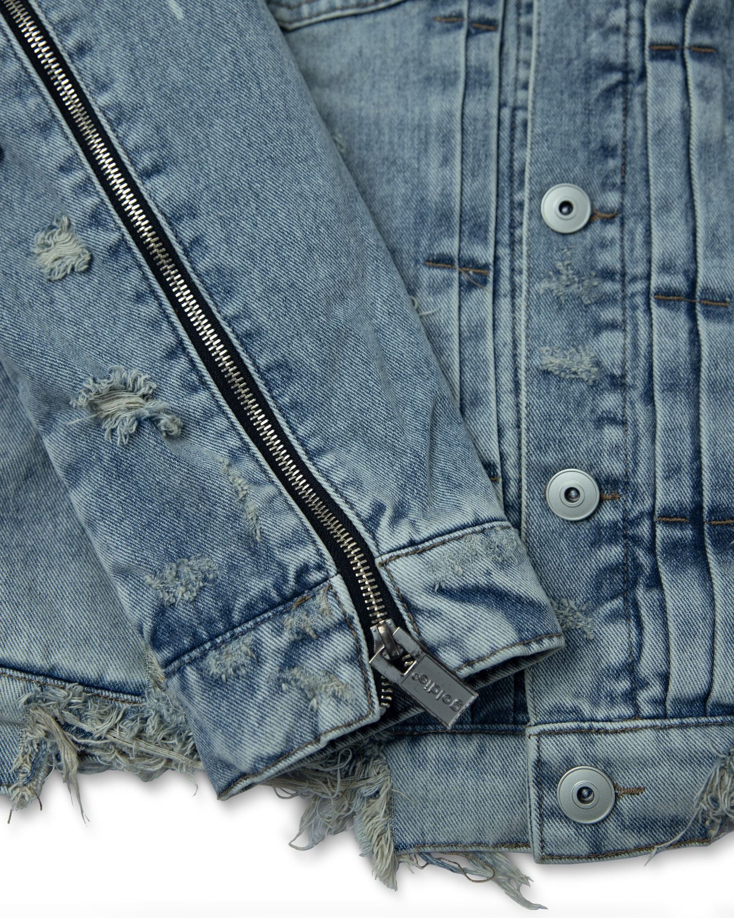 MULTI DISTRESSED BLUE WASHED DENIM JACKET