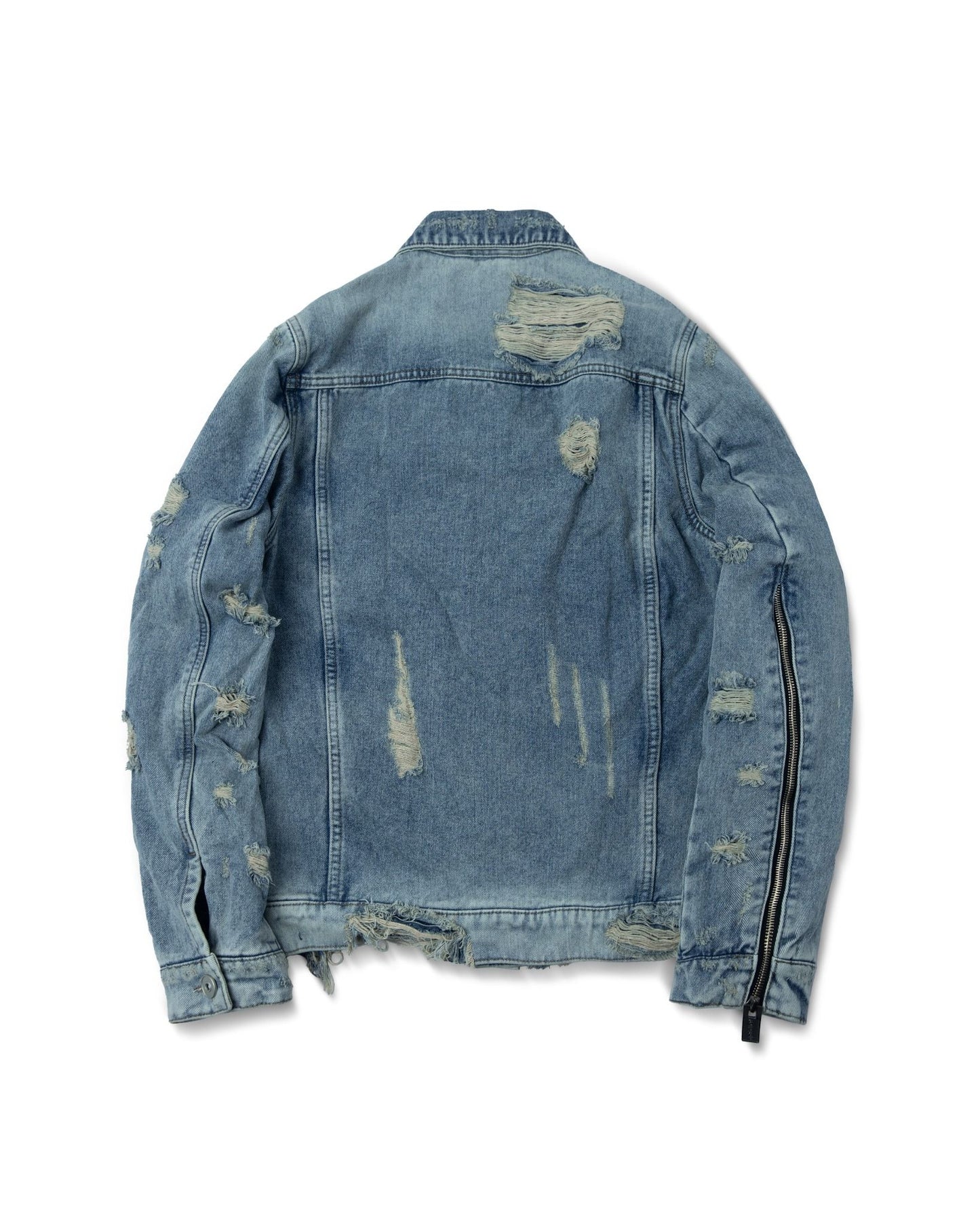 MULTI DISTRESSED BLUE WASHED DENIM JACKET