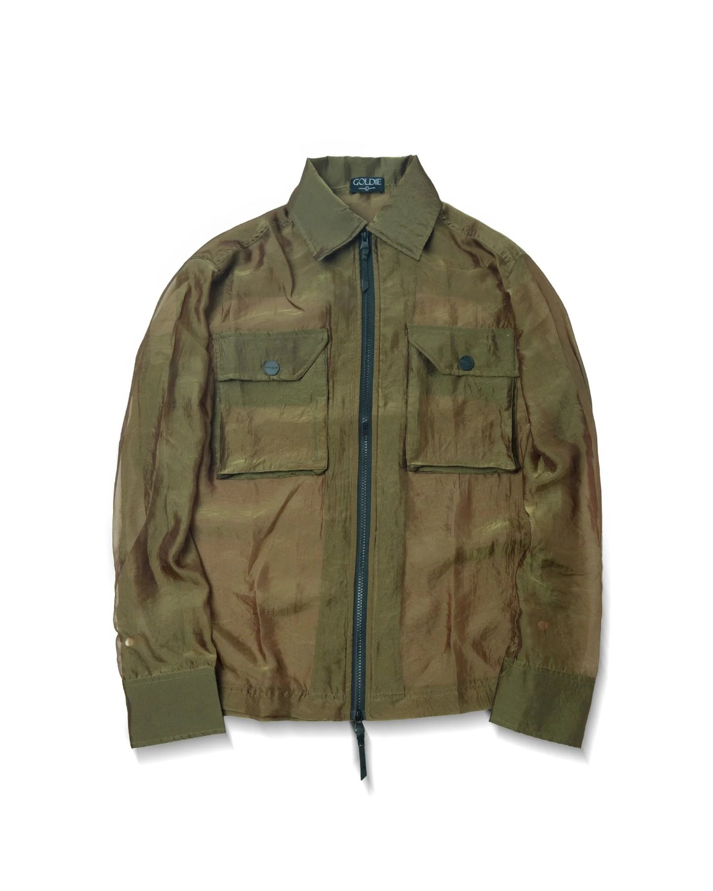 TRANSPARENT ZIPPED SHIRT - OLIVE