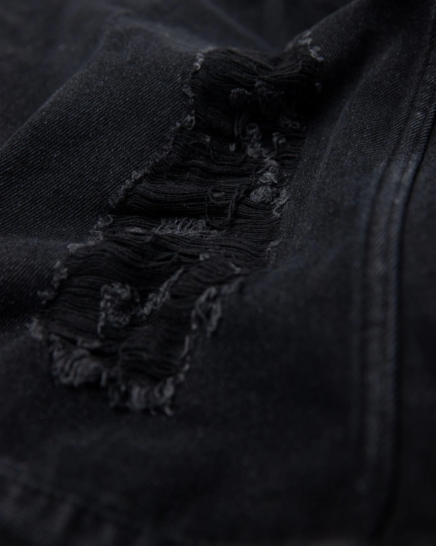 MULTI DISTRESSED WASHED DENIM JACKET - BLACK