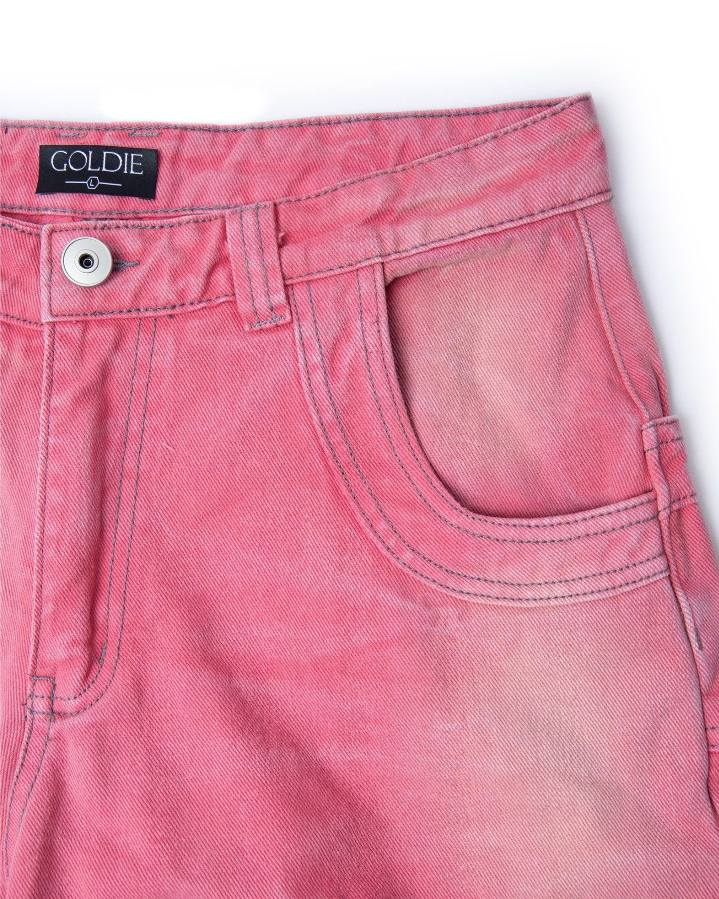 WIDE-LEG PINK WASHED PANTS