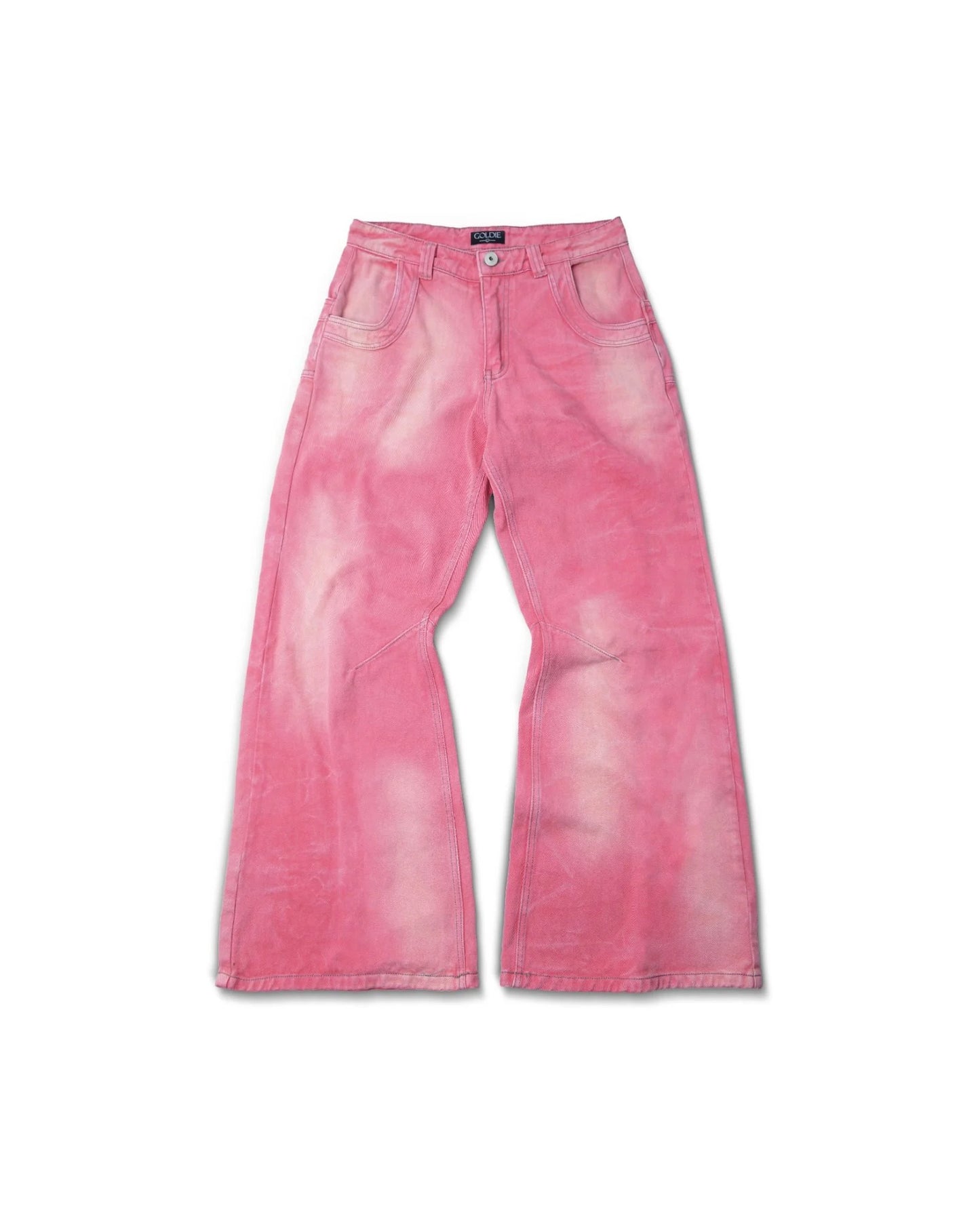 WIDE-LEG PINK WASHED PANTS