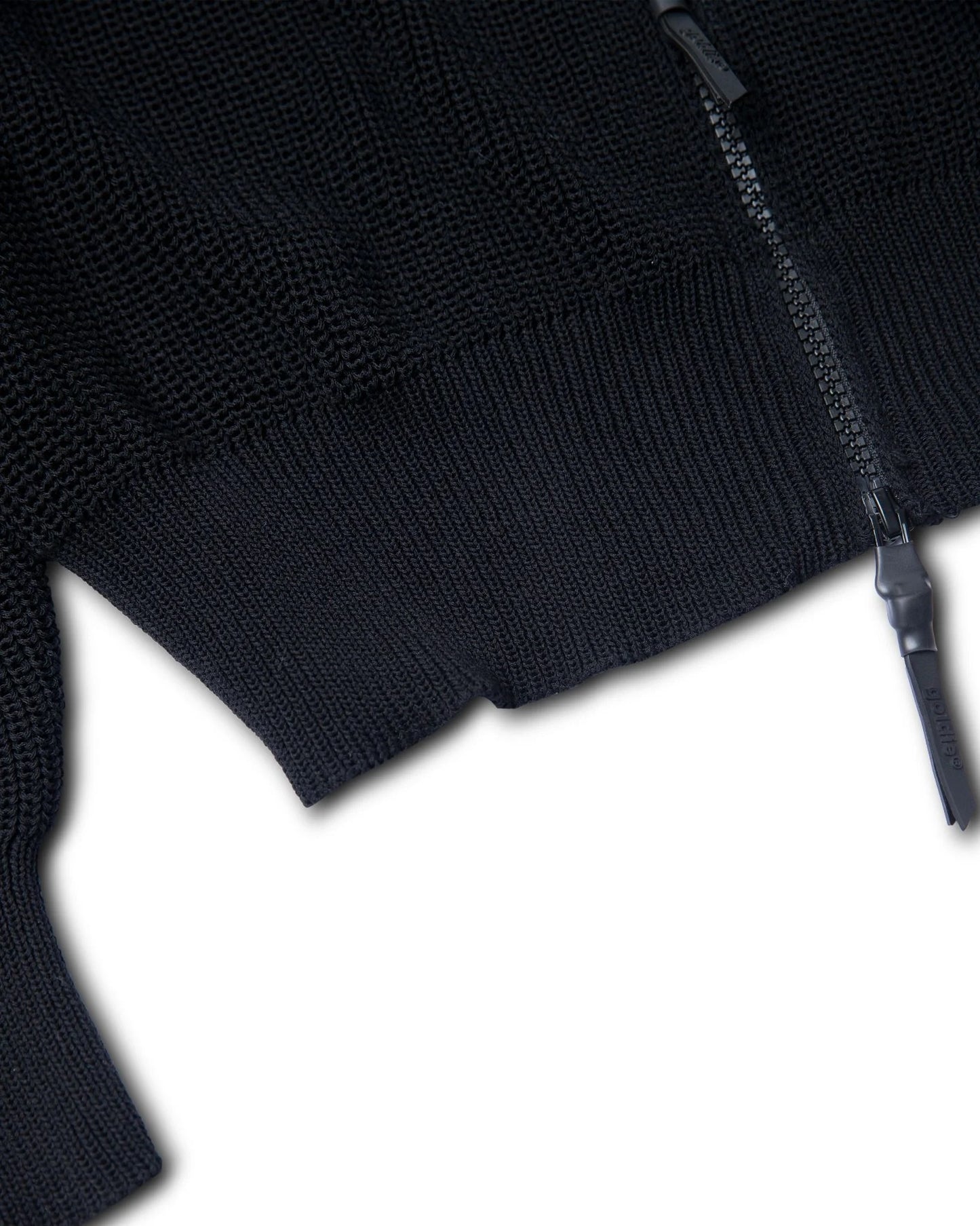 KNIT ZIPPED BOMBER JACKET - BLACK