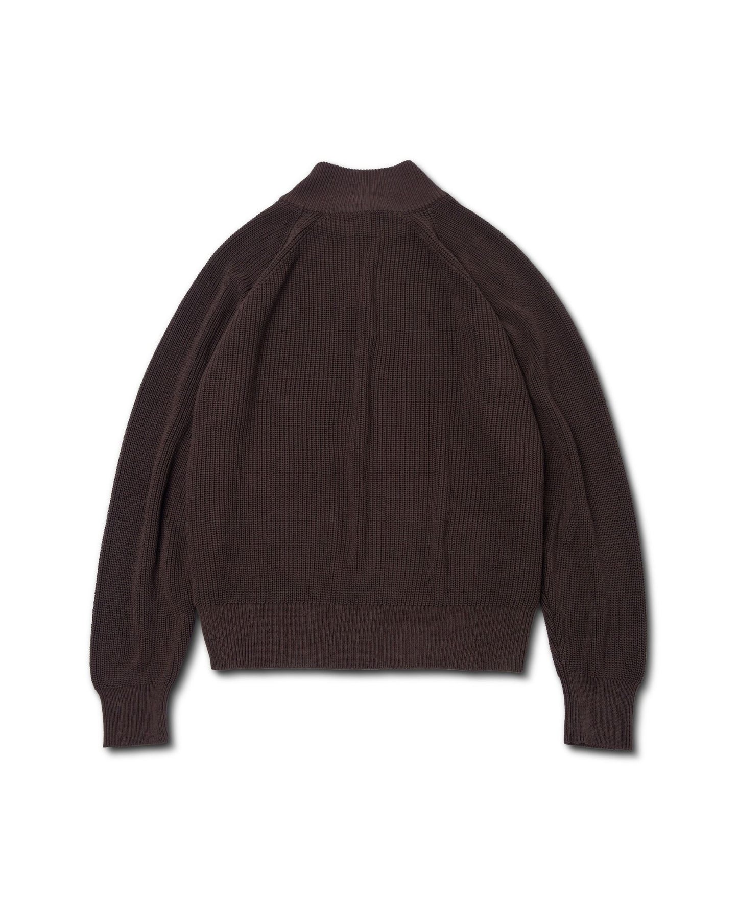 KNIT ZIPPED BOMBER JACKET - BROWN