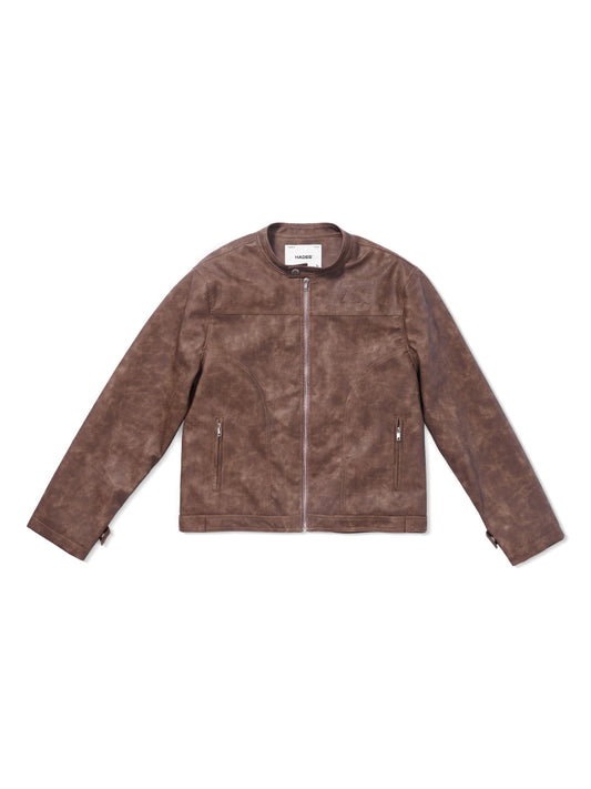 HADES BROWN WAX BIKER JACKET