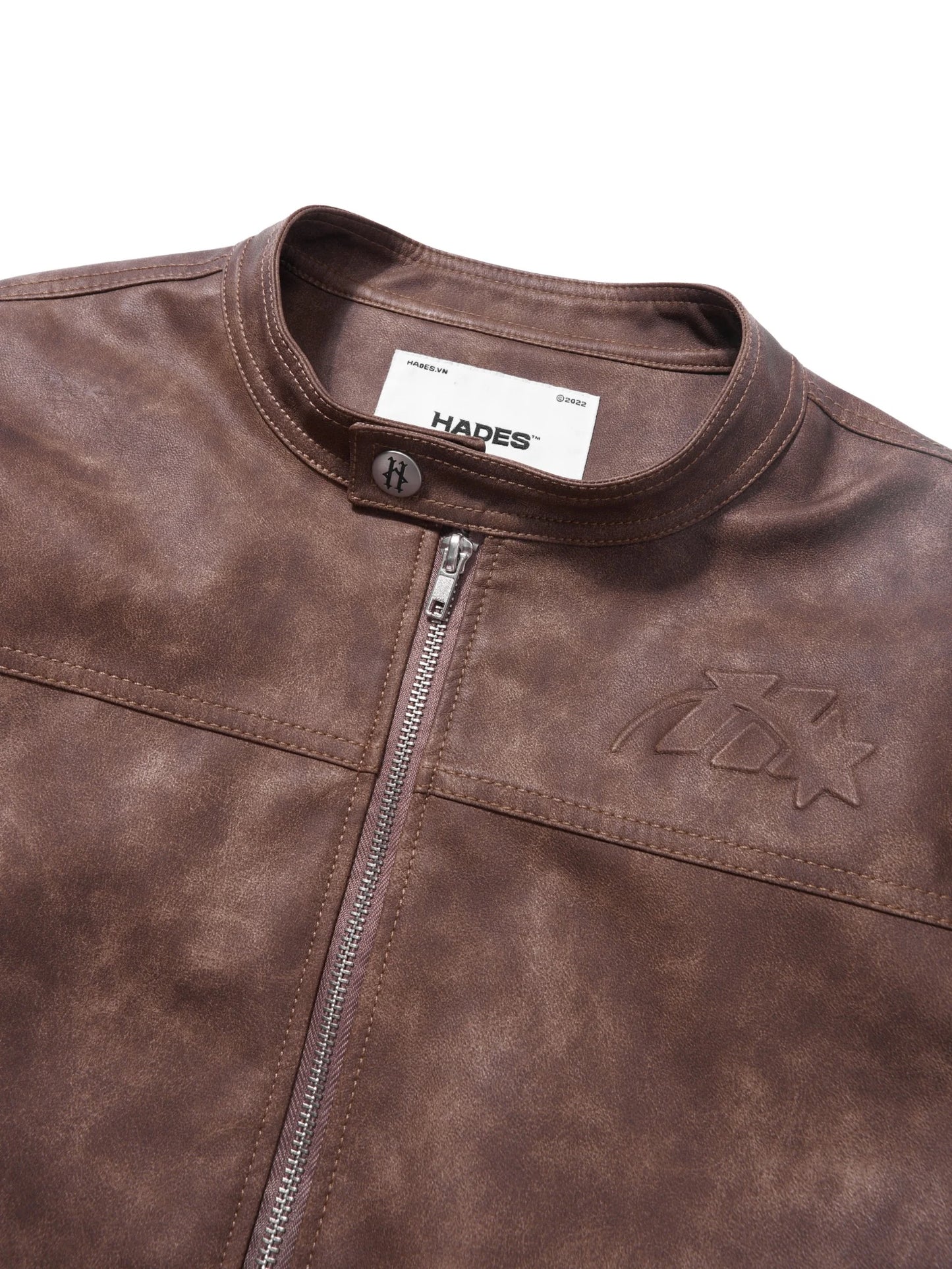 HADES BROWN WAX BIKER JACKET