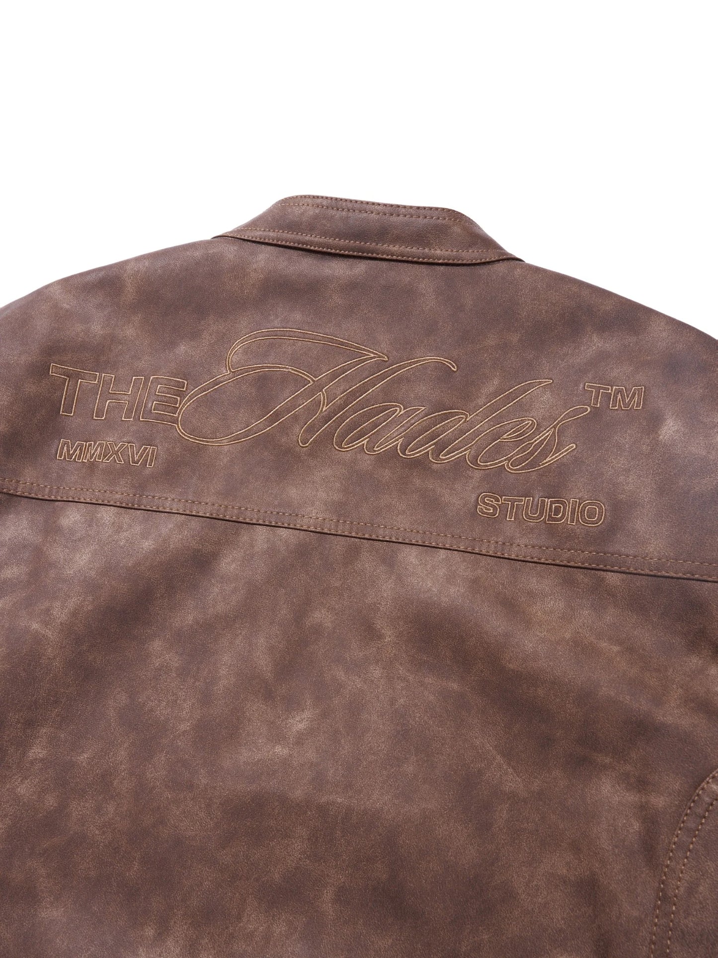 HADES BROWN WAX BIKER JACKET