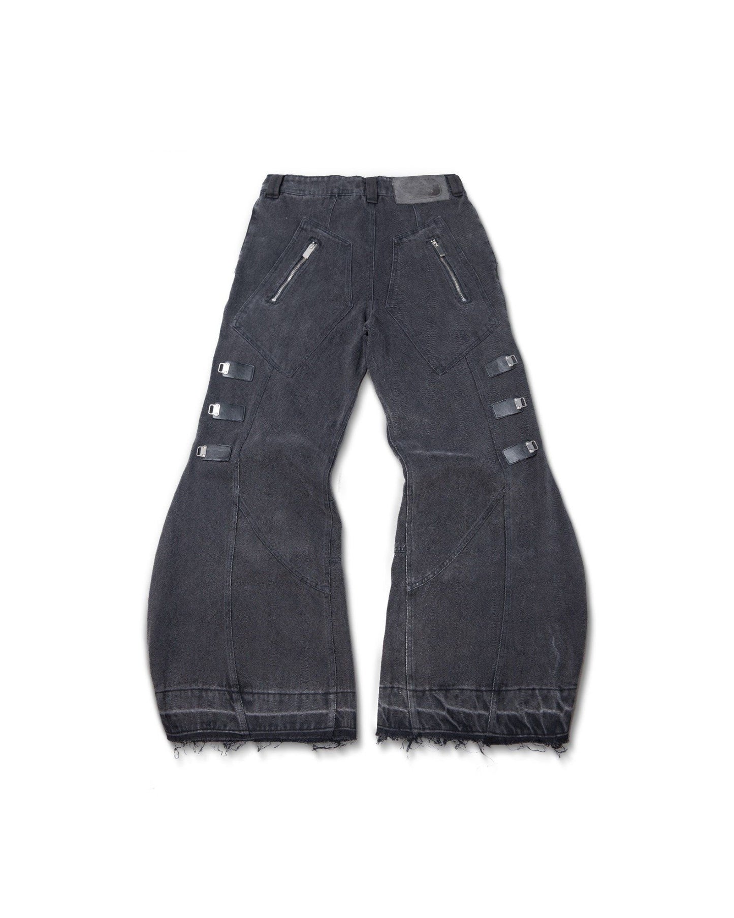 MULTI BUCKLE WASHED GREY PANTS