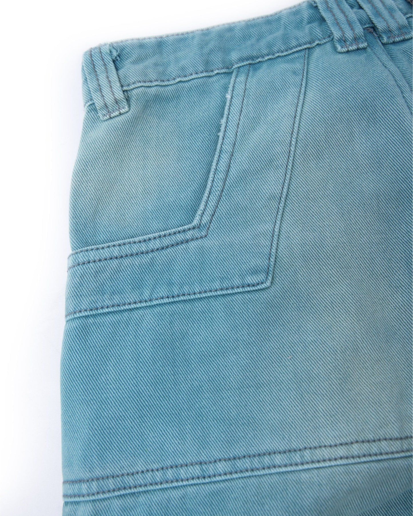 WIDE-LEG MINT WASHED PANTS