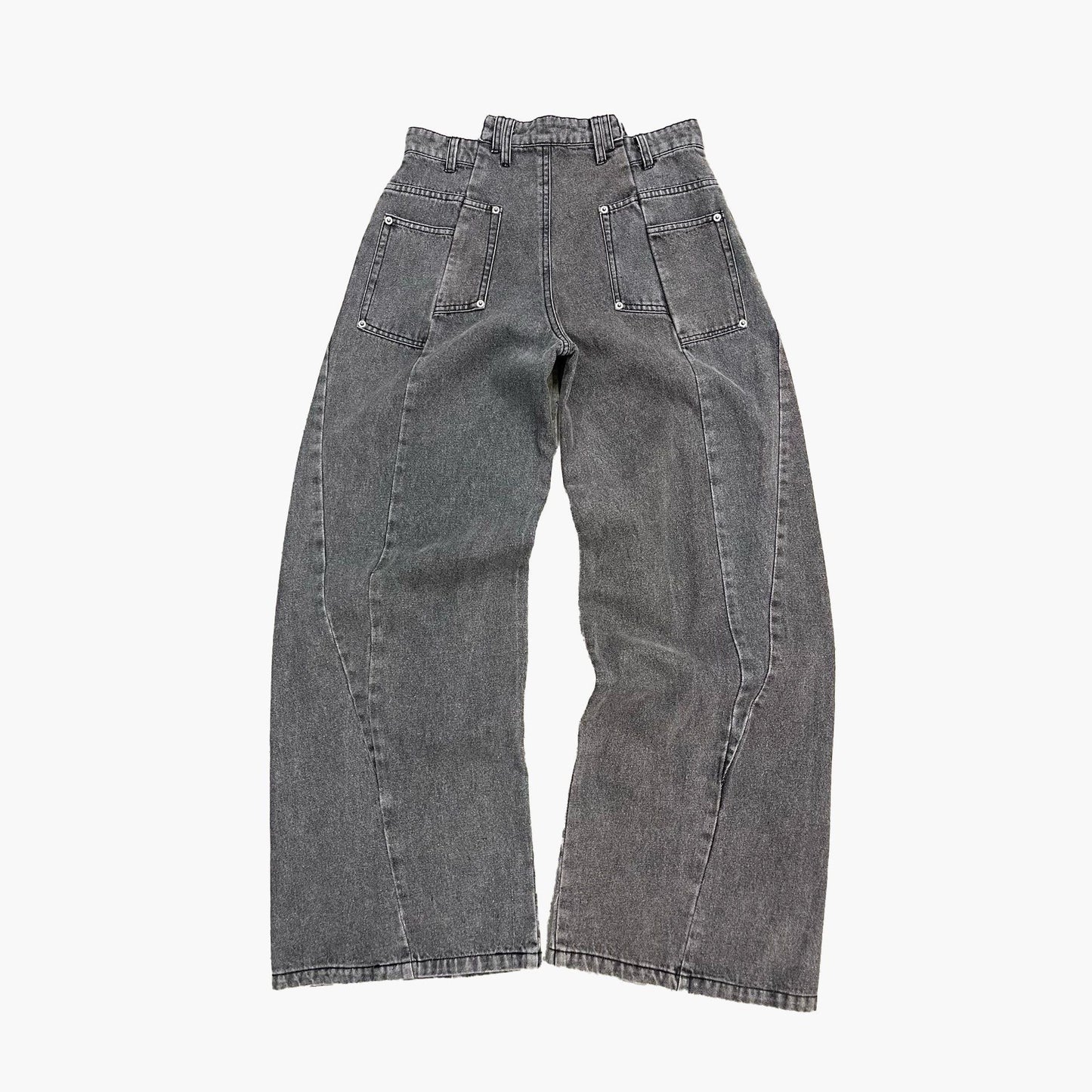 SPLIT DENIM PANTS - GREY