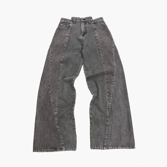 SPLIT DENIM PANTS - GREY